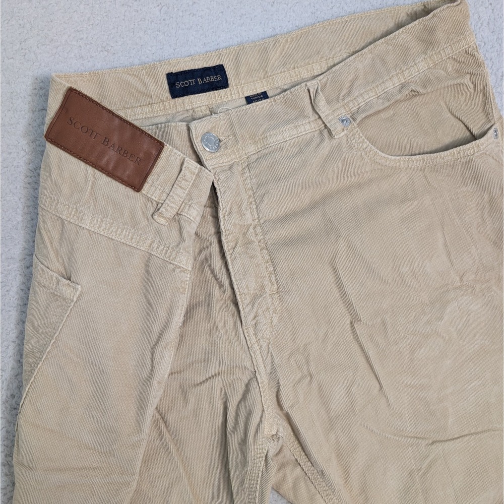 Scott Barber NTB Mens Beige Corduroy Italy Made Straight‎ Pants Altered